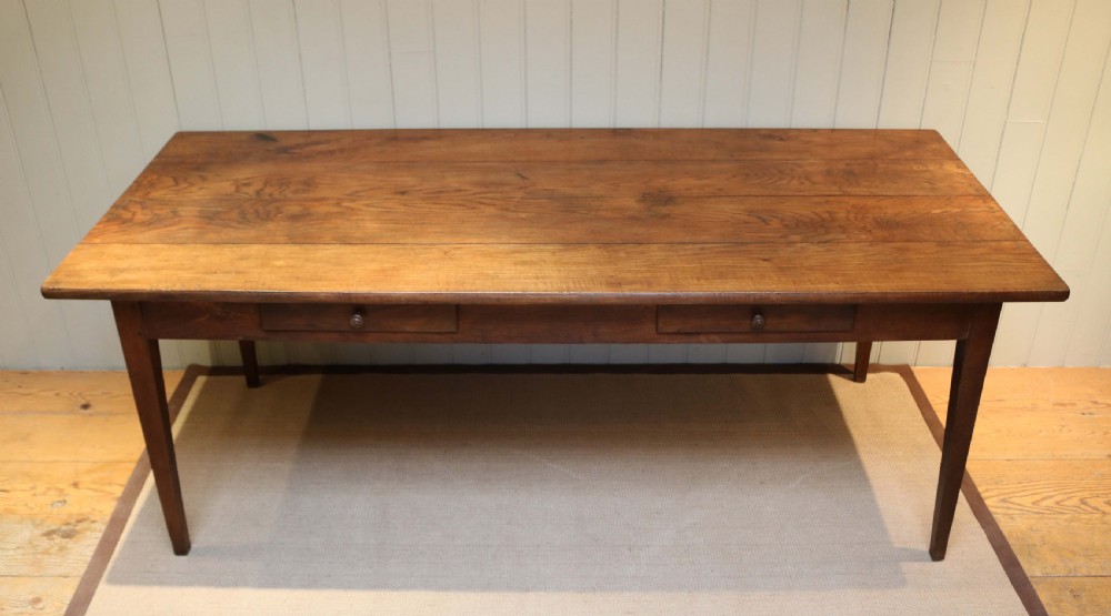 French Oak Farmhouse Table With Two Drawers View IV
