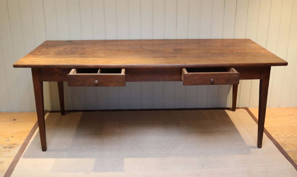 French Oak Farmhouse Table With Two Drawers View V