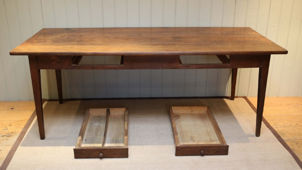 French Oak Farmhouse Table With Two Drawers View VI
