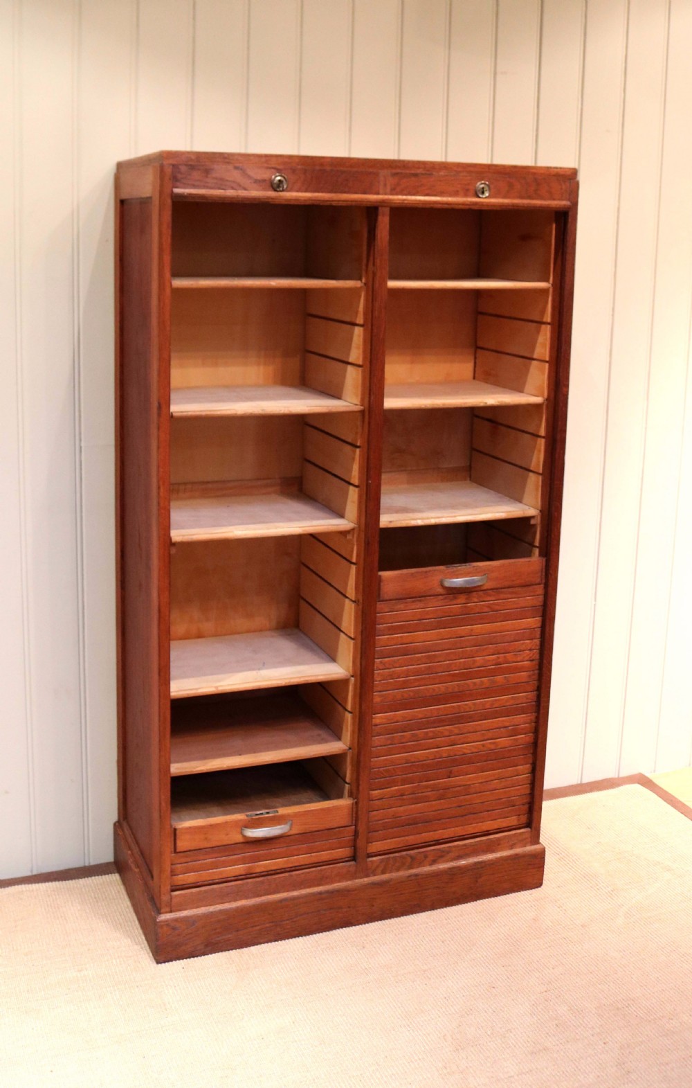 French Double Tambour Front Filing Cabinet View II