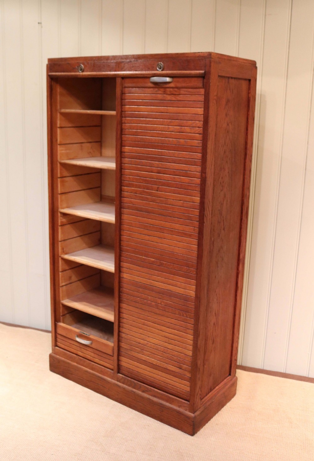 French Double Tambour Front Filing Cabinet View V