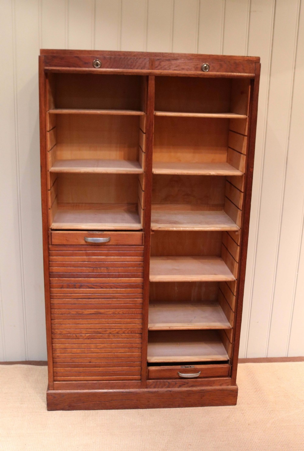 French Double Tambour Front Filing Cabinet View VII