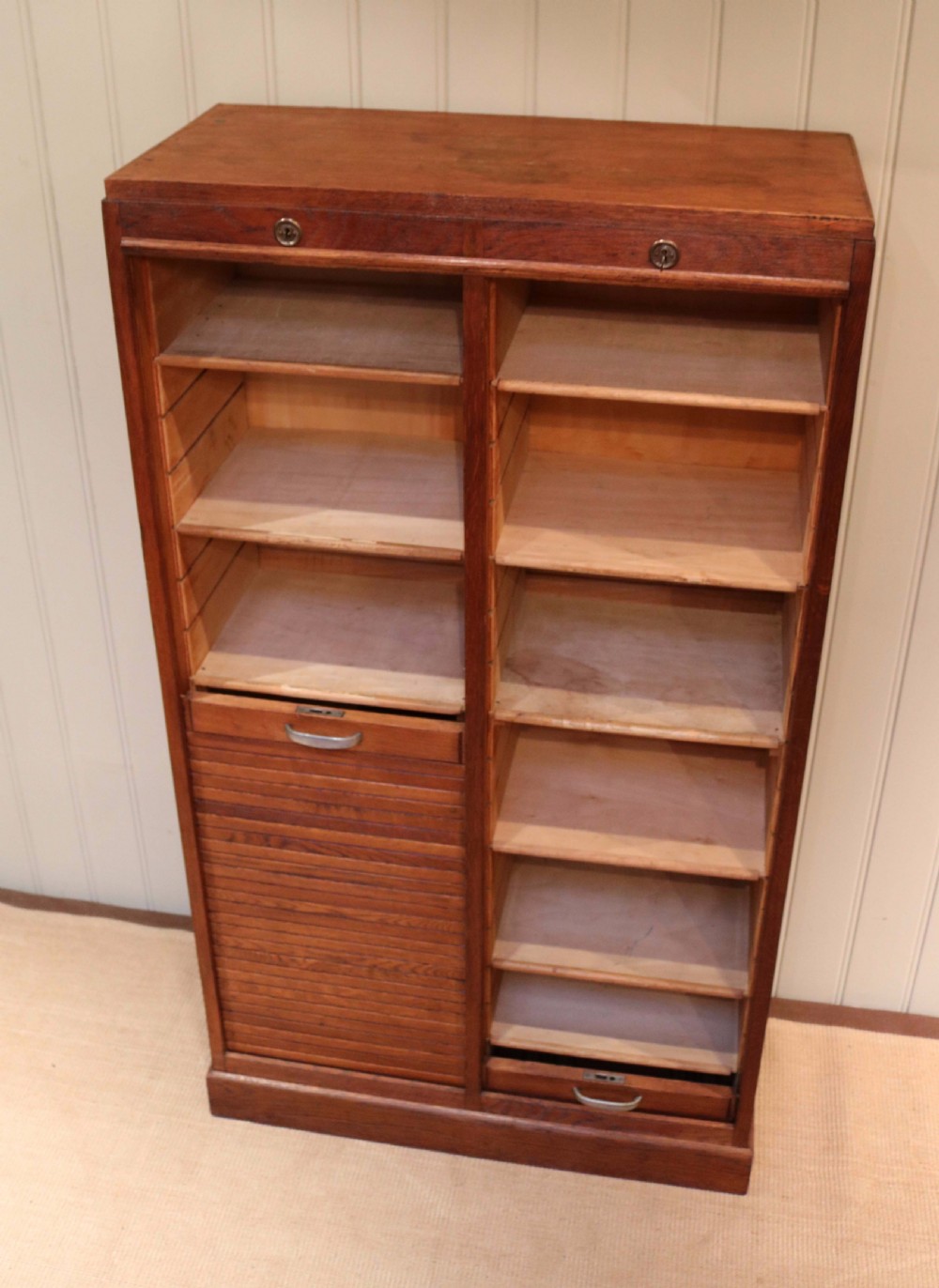 French Double Tambour Front Filing Cabinet View VIII