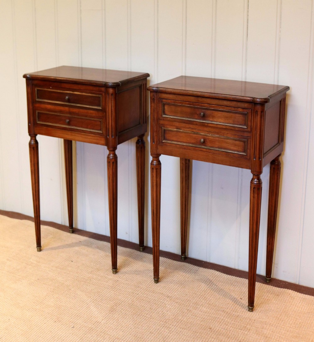 French Cherry Wood Bedside Cabinets View II