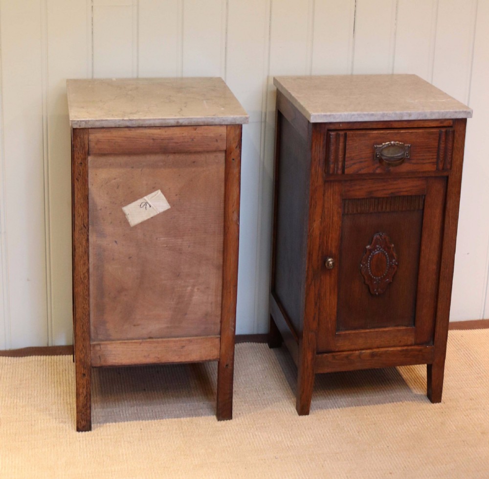 Pair Of French Oak Marble Top Bedside Cabinets  View VIII