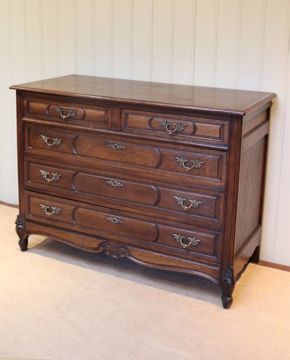 Substantial French Dark Oak Chest Of Drawers View III
