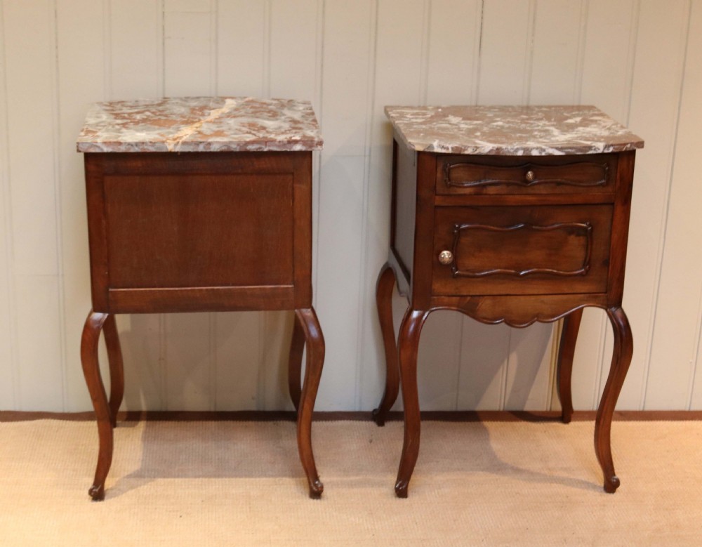 Pair Of Marble Top Walnut Bedside Cabinets View VIII