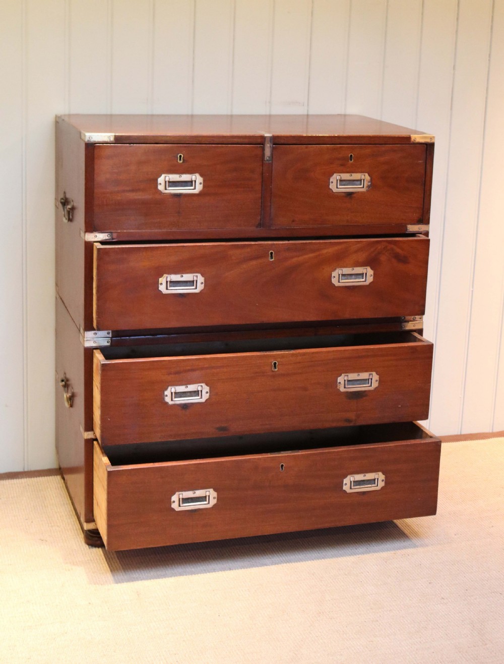 Victorian Mahogany Brass Bound Military Chest  View II