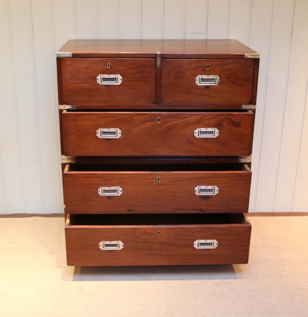 Victorian Mahogany Brass Bound Military Chest  View VI