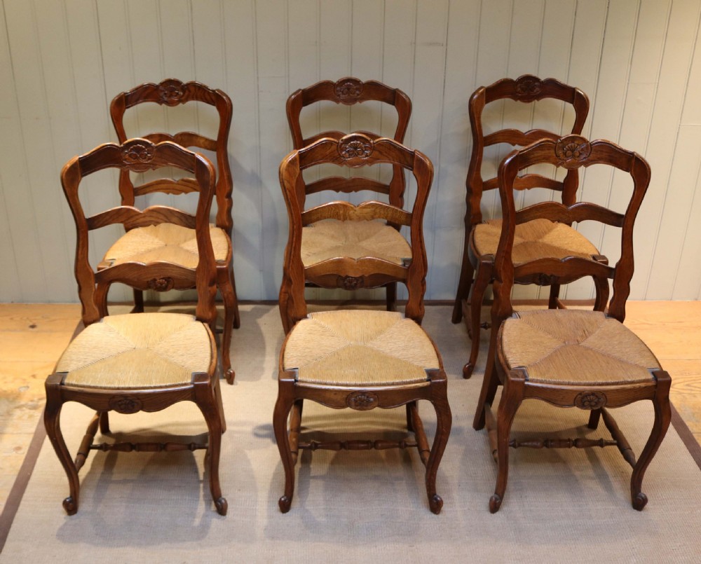 Set of Six French Oak Dining Chairs View IV