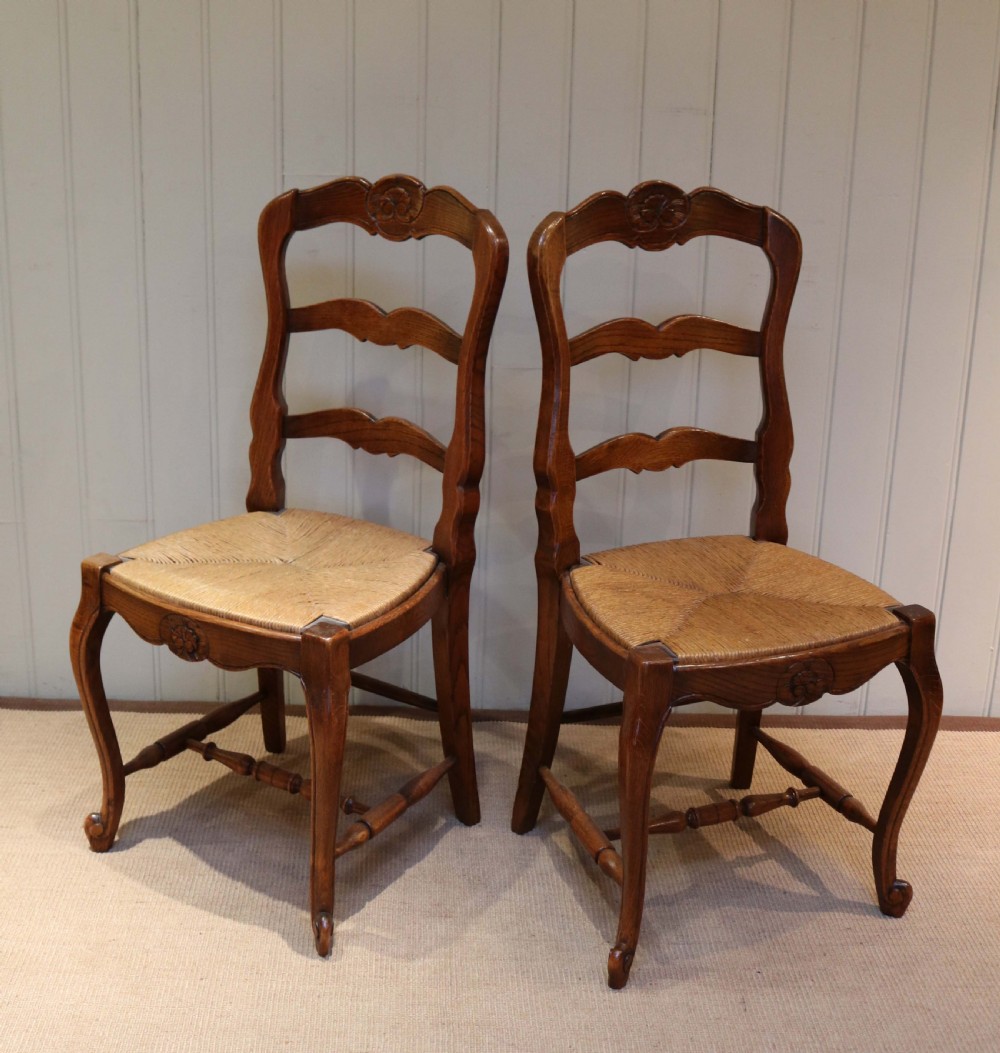 Set of Six French Oak Dining Chairs View V