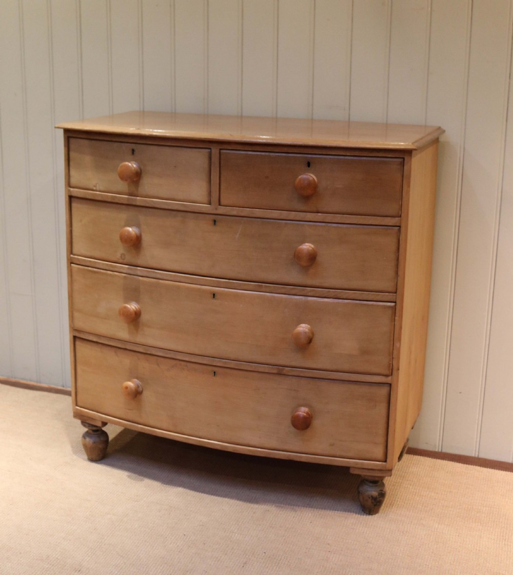 Victorian Pine Bow Front Chest of Drawers View II