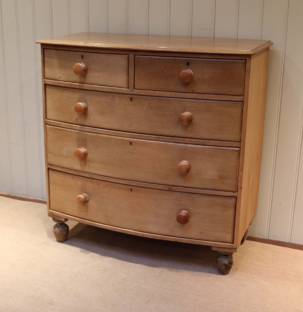 Victorian Pine Bow Front Chest of Drawers View III