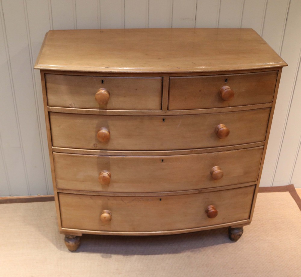 Victorian Pine Bow Front Chest of Drawers View IV