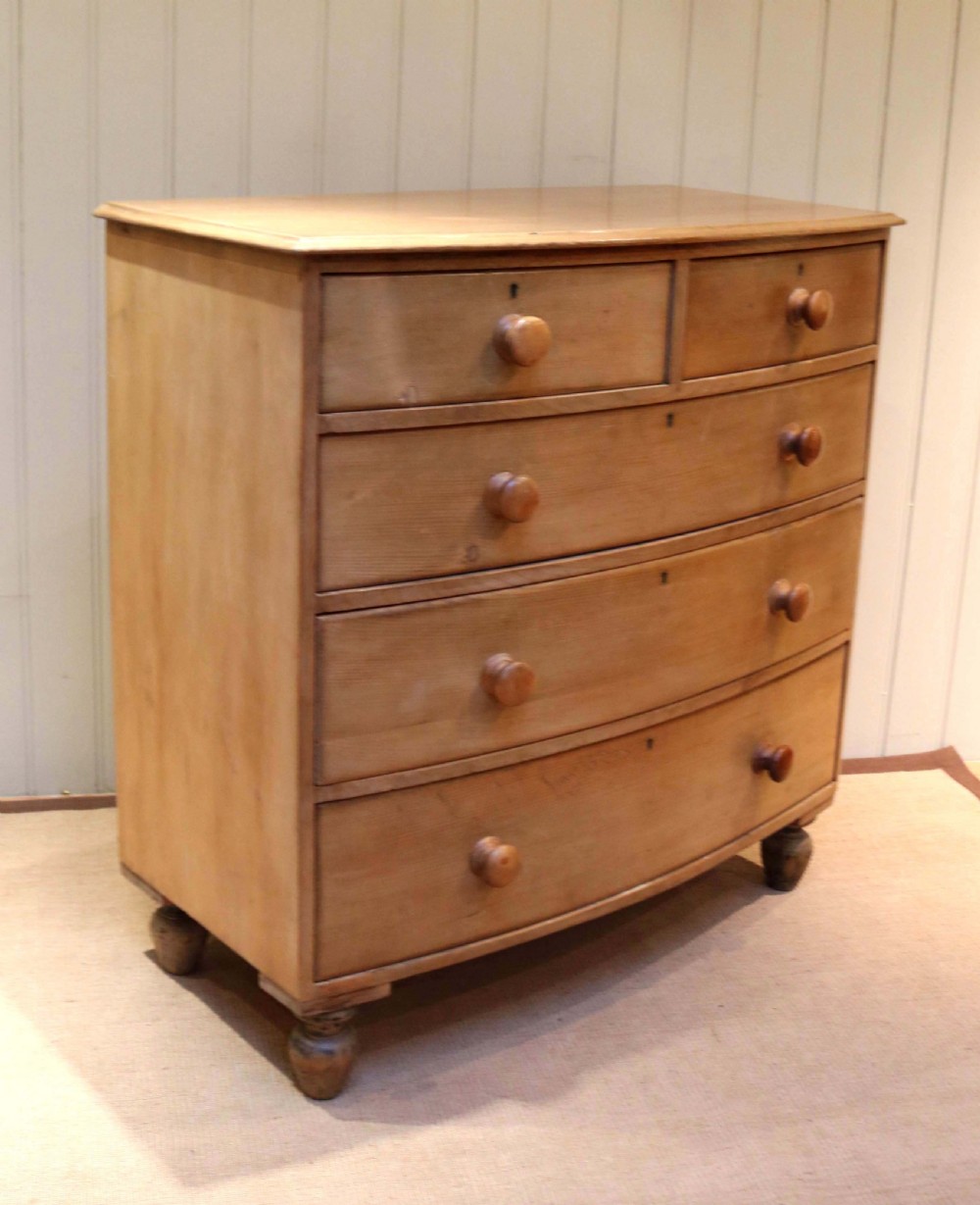 Victorian Pine Bow Front Chest of Drawers View V