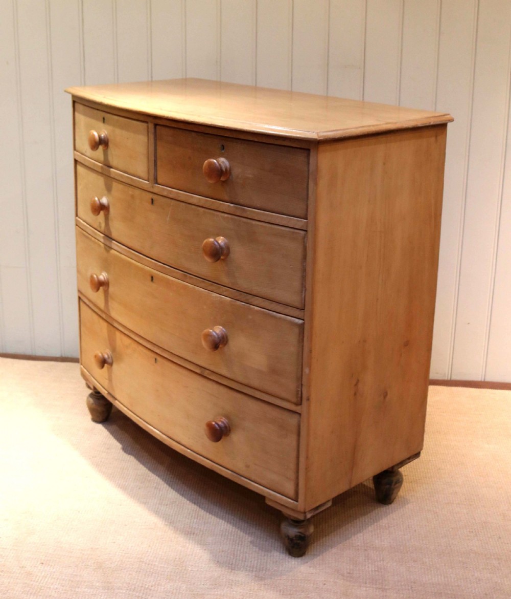 Victorian Pine Bow Front Chest of Drawers View VI