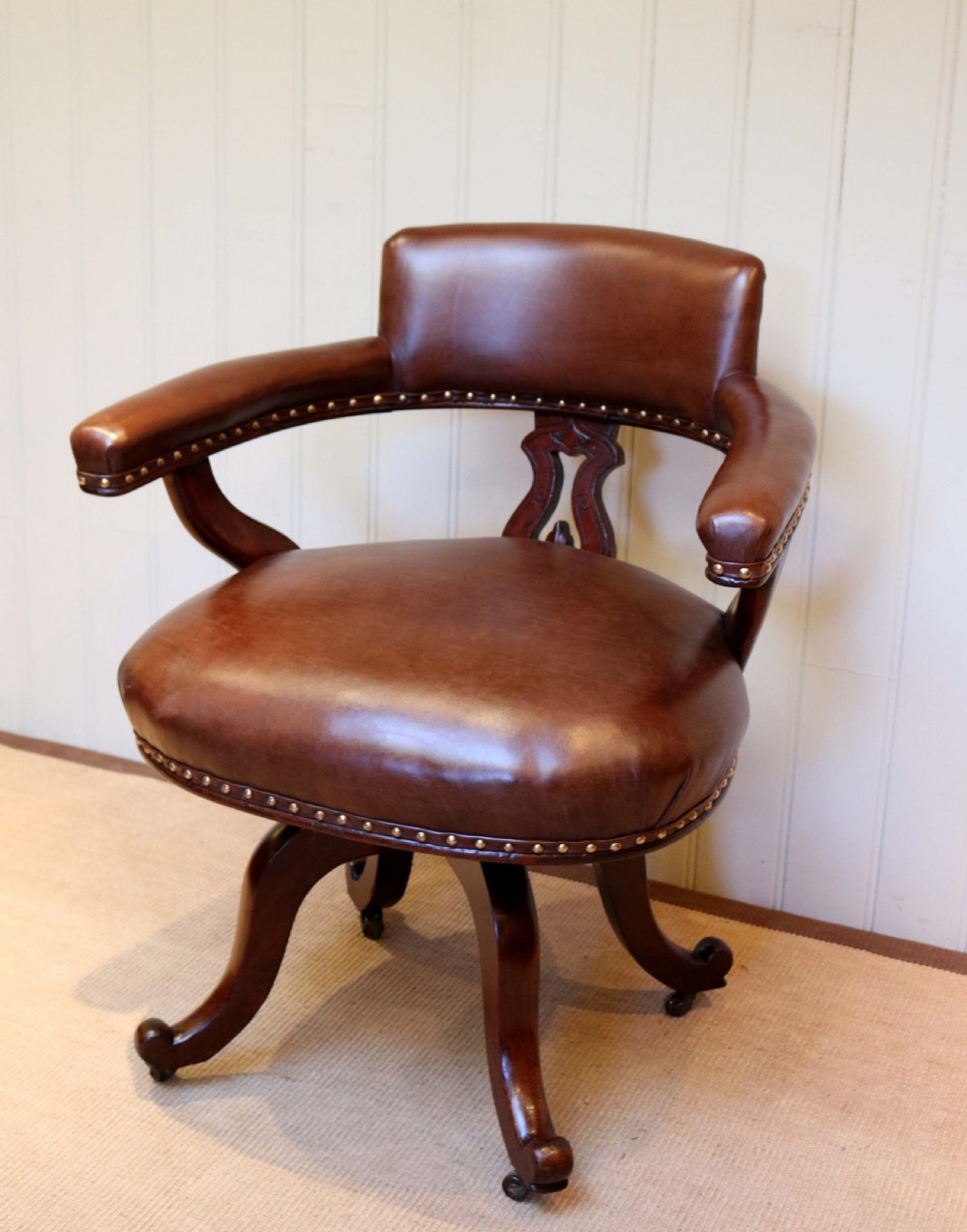 Victorian Mahogany And Leather Desk Chair  View II
