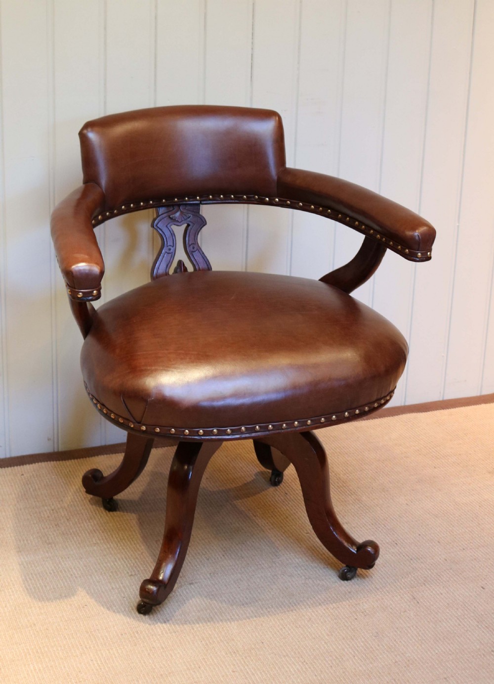 Victorian Mahogany And Leather Desk Chair  View III