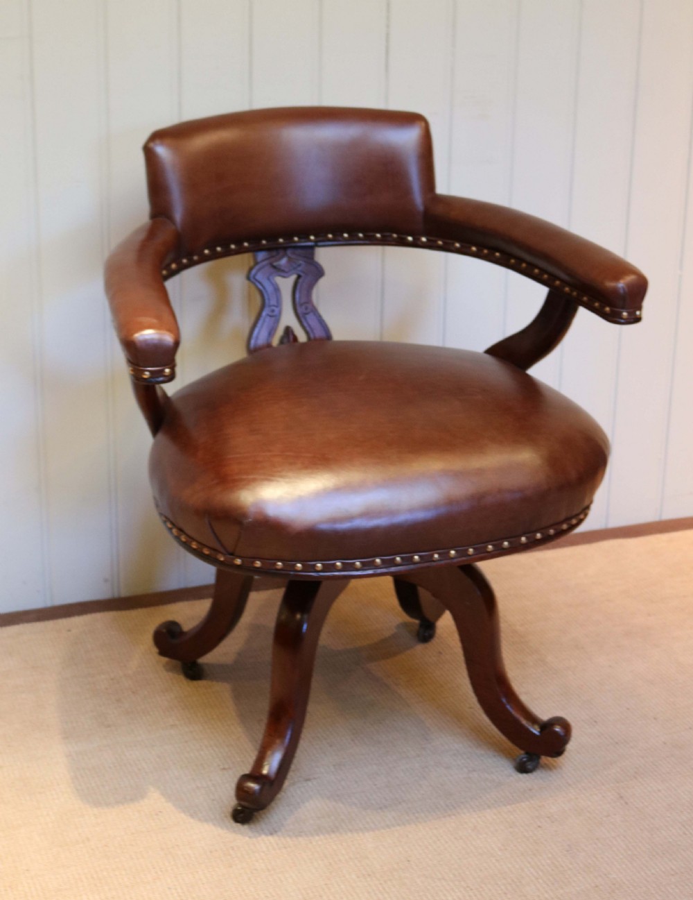 Victorian Mahogany And Leather Desk Chair  View IV