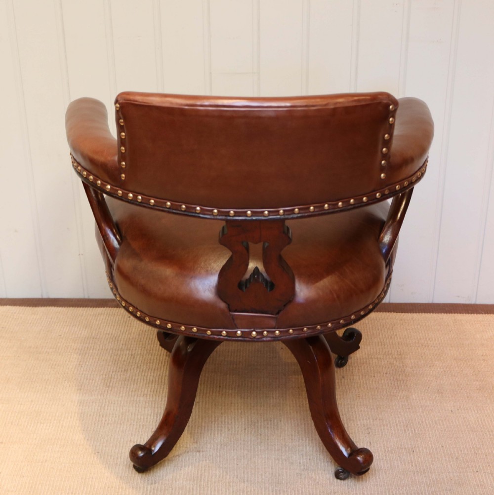 Victorian Mahogany And Leather Desk Chair  View VII