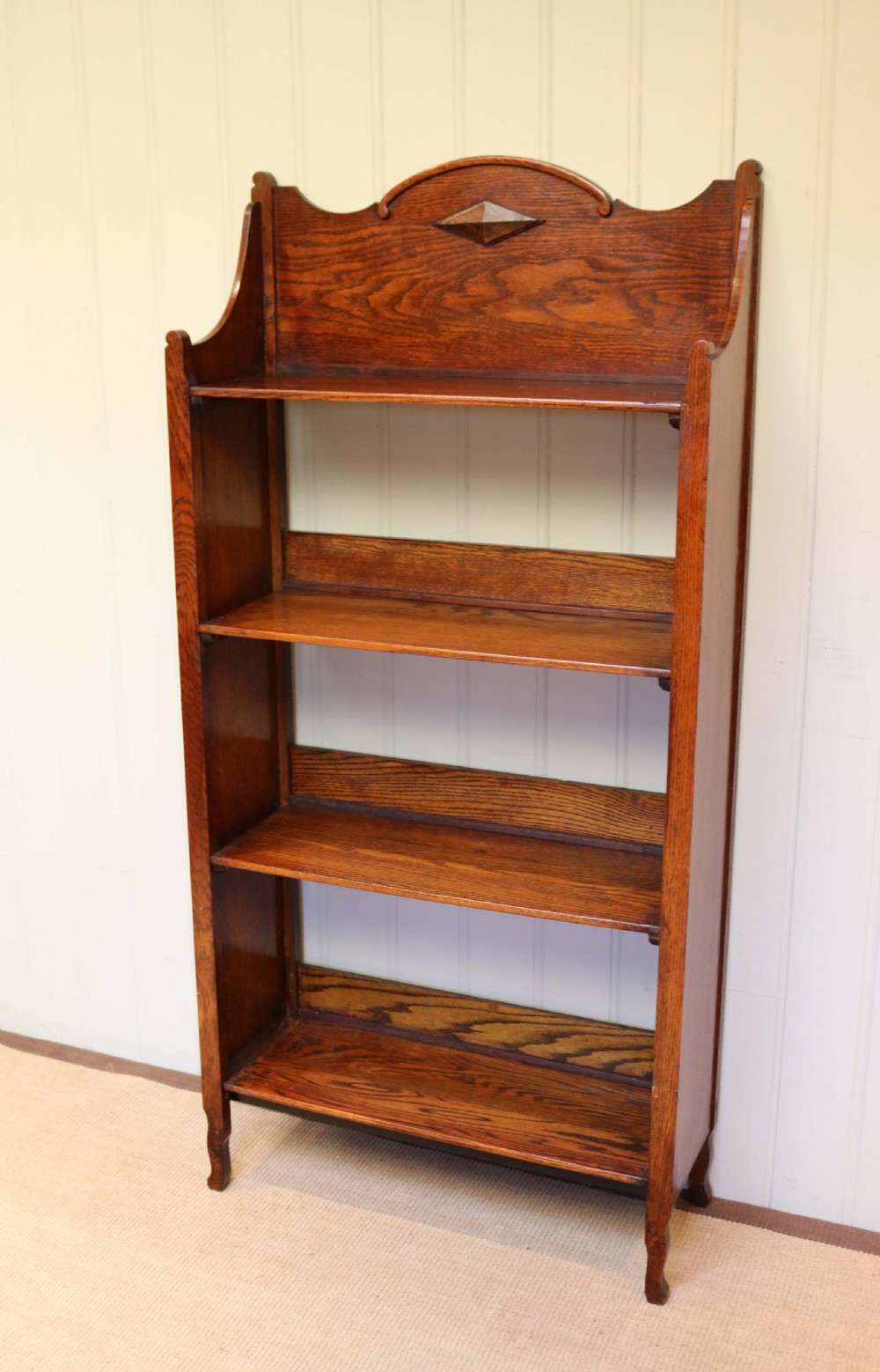 Arts And Crafts Oak Open Bookcase  View II