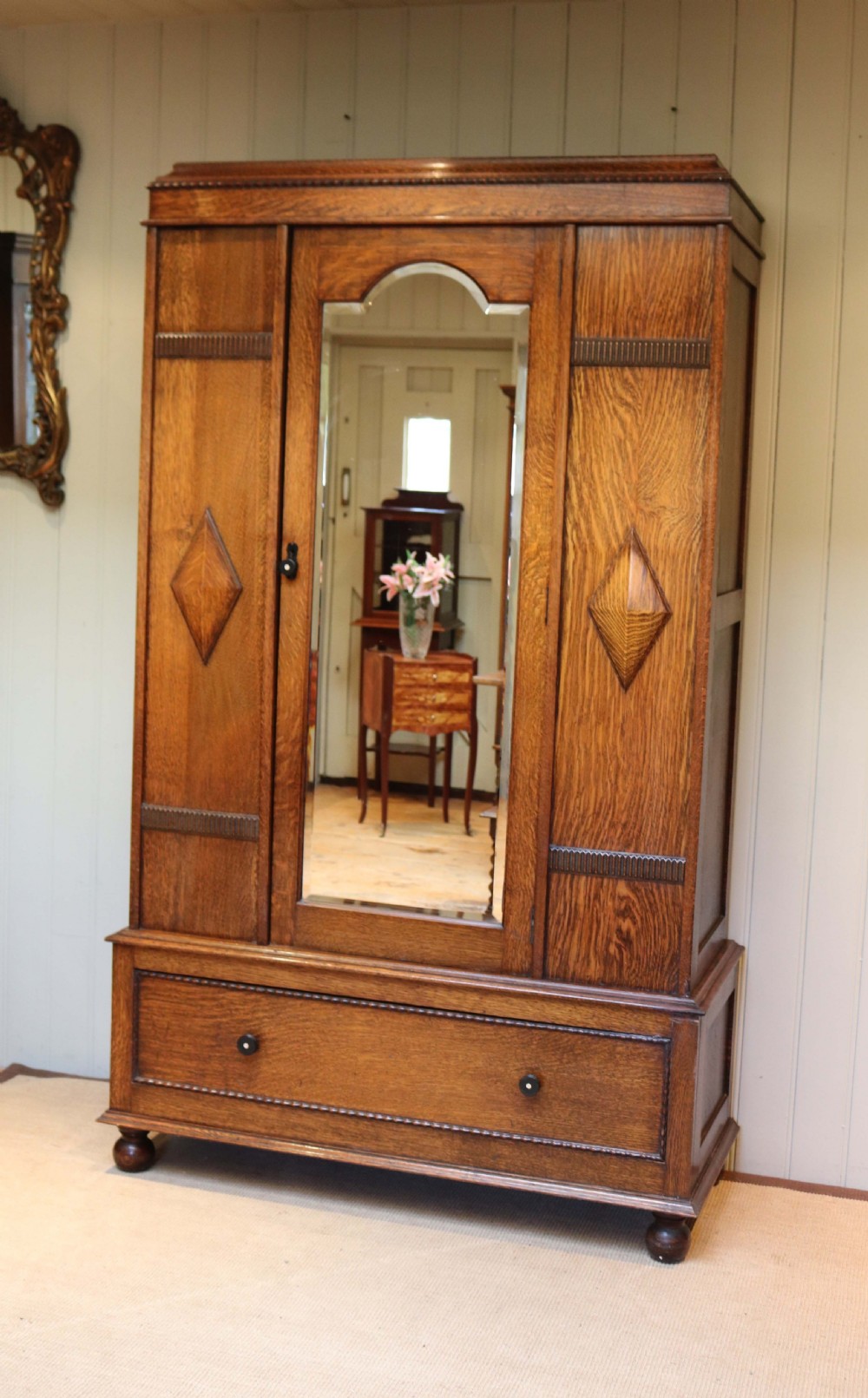 1920s Solid Oak Wardrobe View II