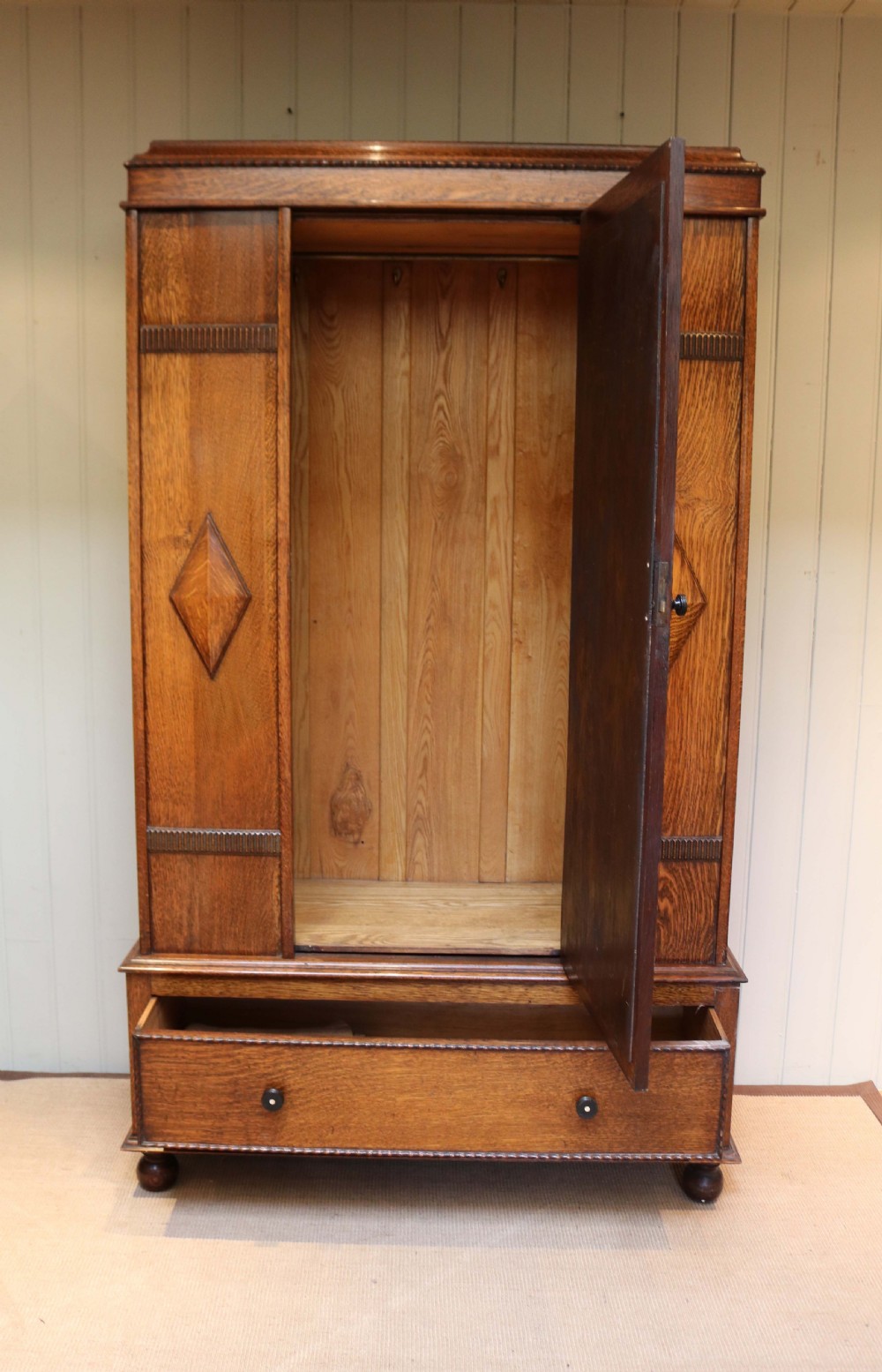 1920s Solid Oak Wardrobe View IV
