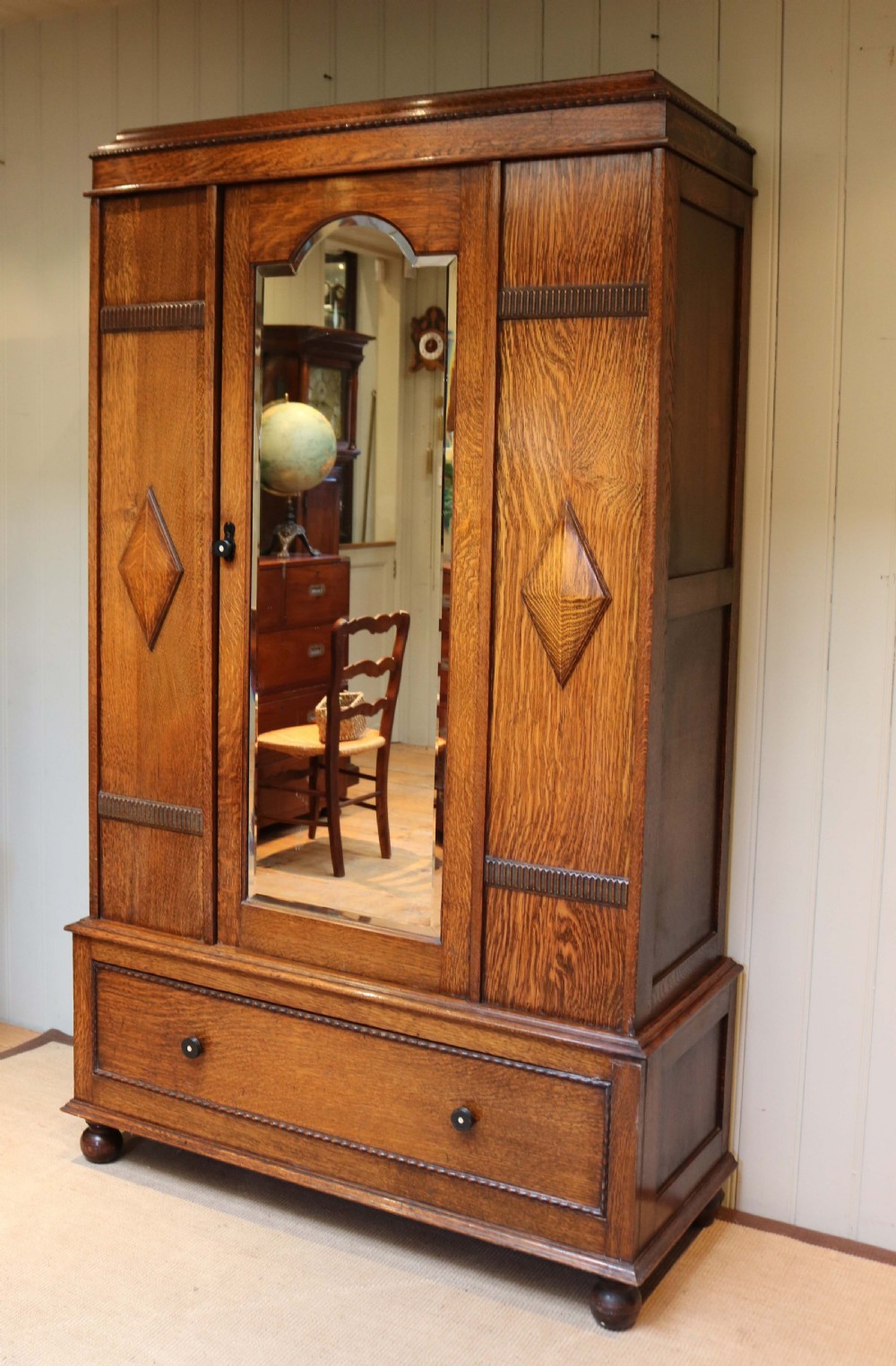 1920s Solid Oak Wardrobe View VII
