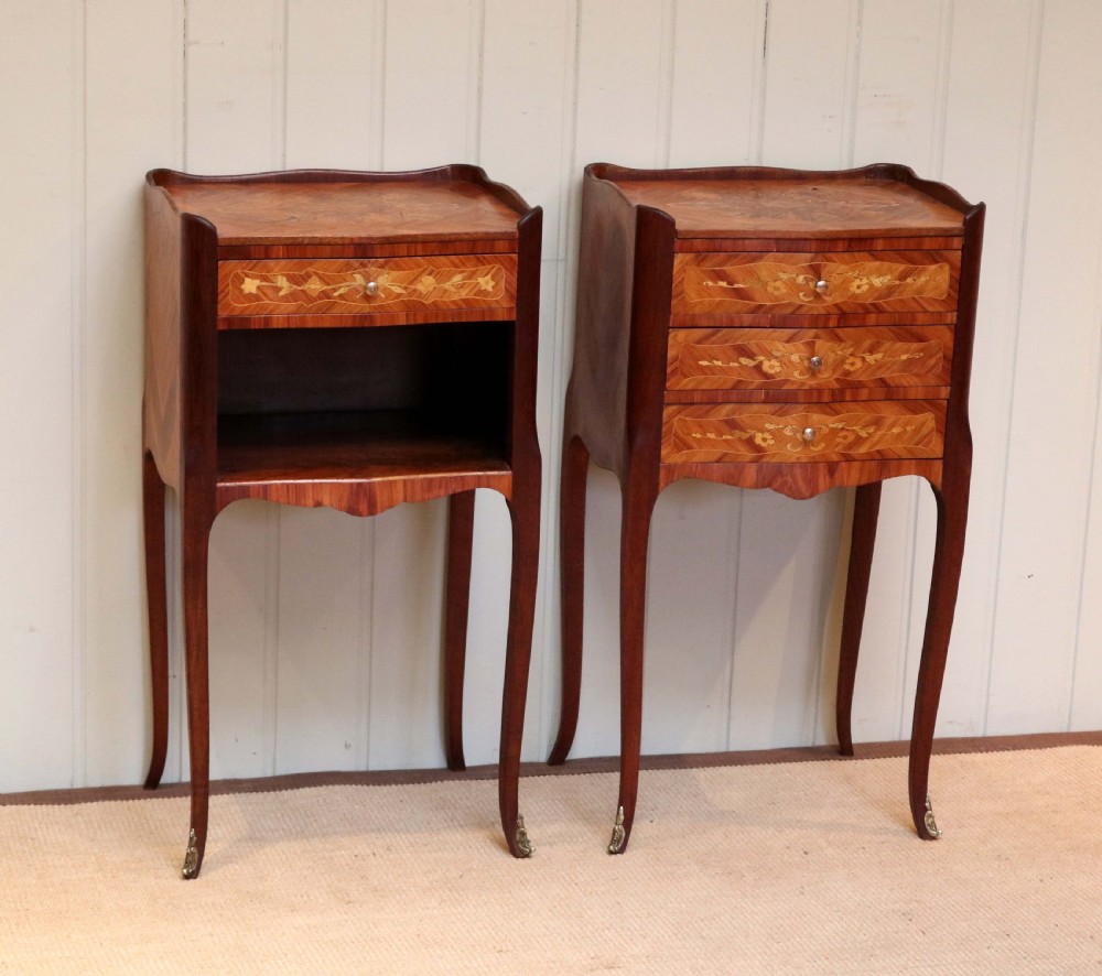 Pair Of French Inlaid Bedside Cabinets View II