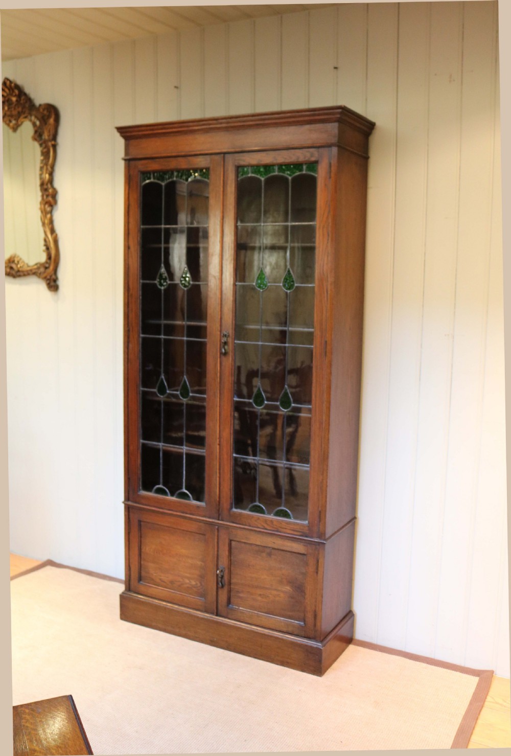Tall Oak Cabinet Bookcase  View II