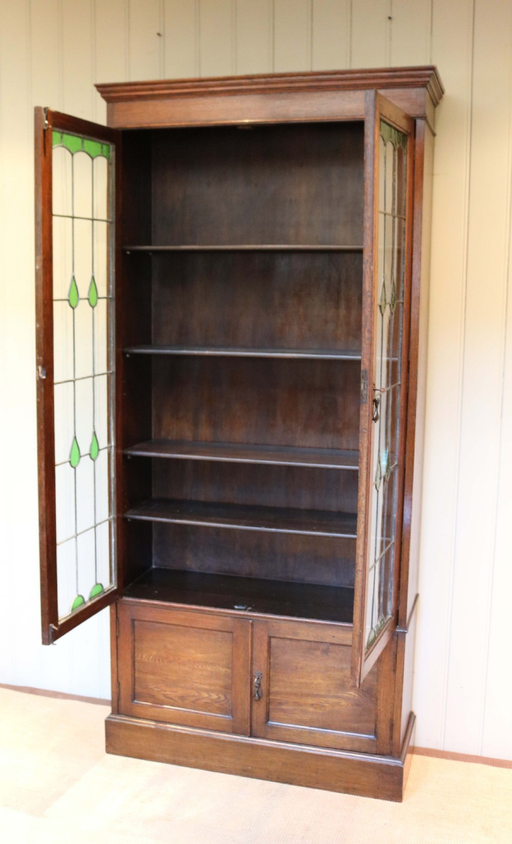 Tall Oak Cabinet Bookcase  View IV