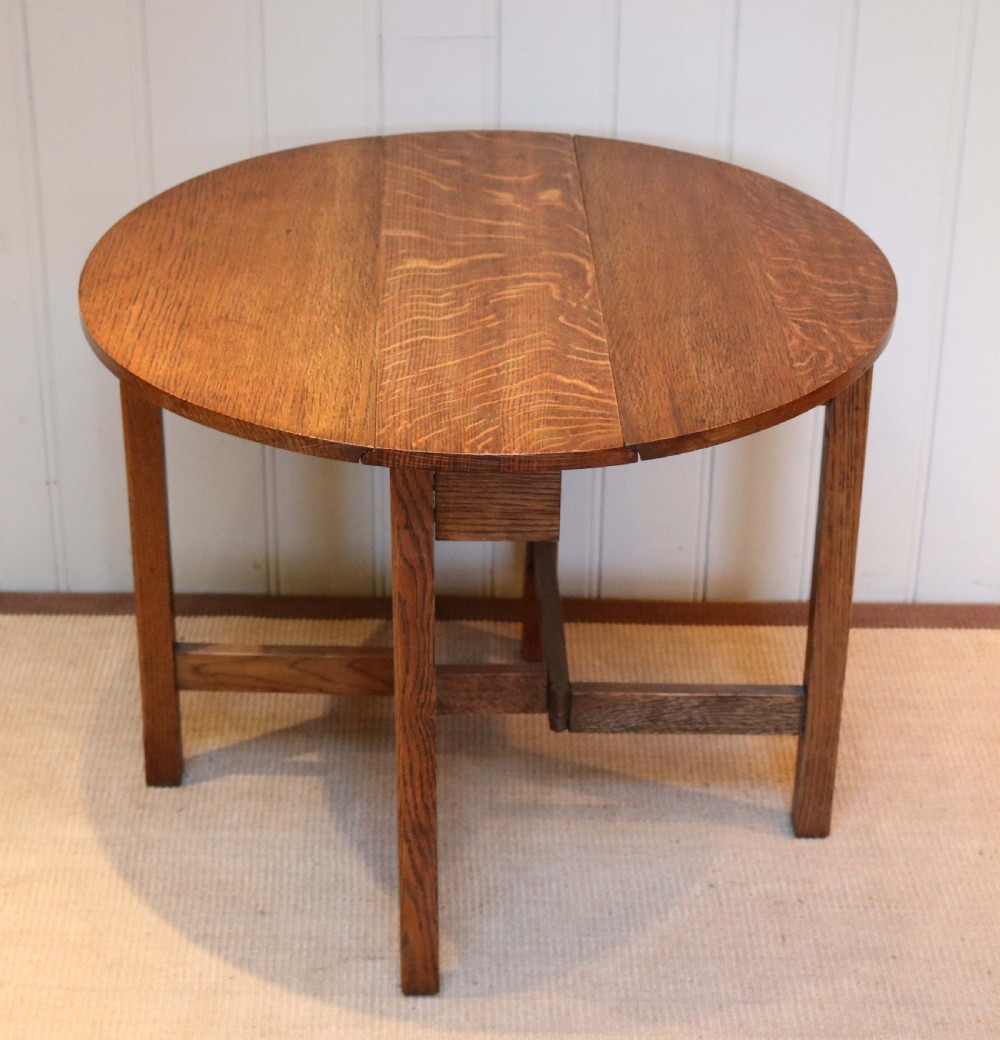 Small Light Oak Drop Leaf Table View VI