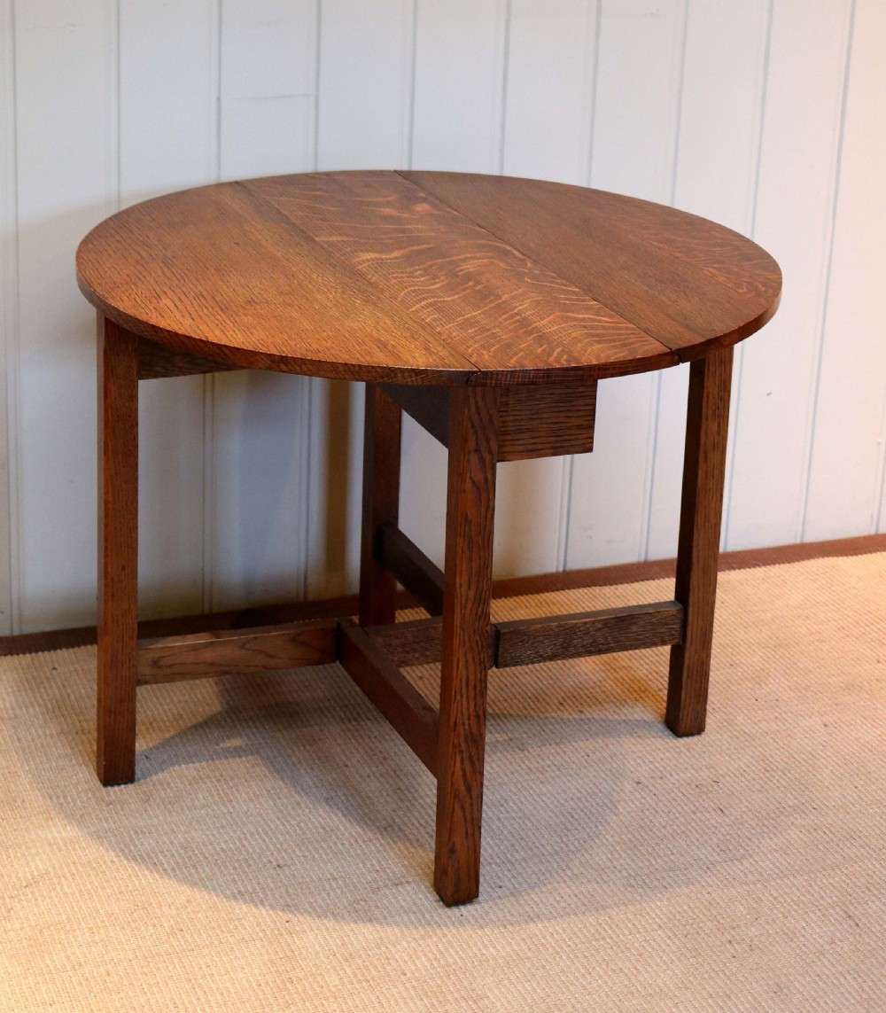 Small Light Oak Drop Leaf Table View IX