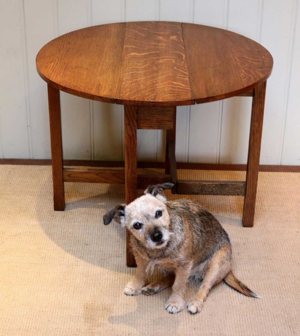 Small Light Oak Drop Leaf Table View XI