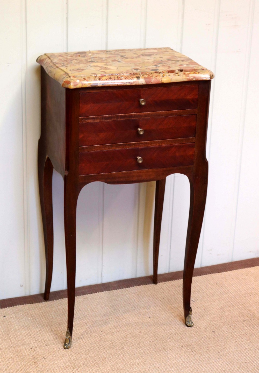French Mahogany Marble Top Bedside View II