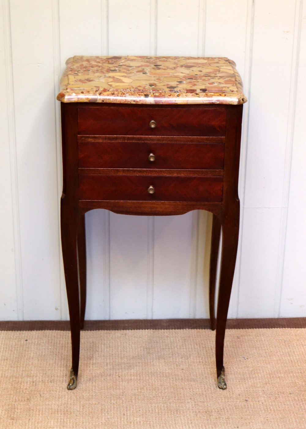 French Mahogany Marble Top Bedside View V