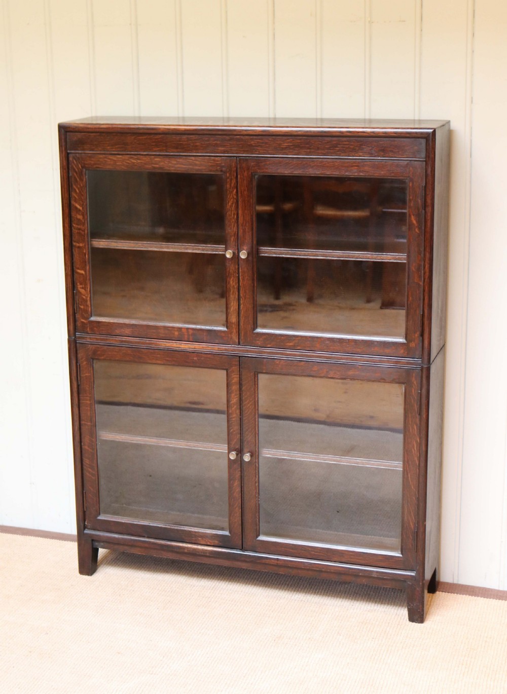 1920s Oak Two Section Bookcase View II