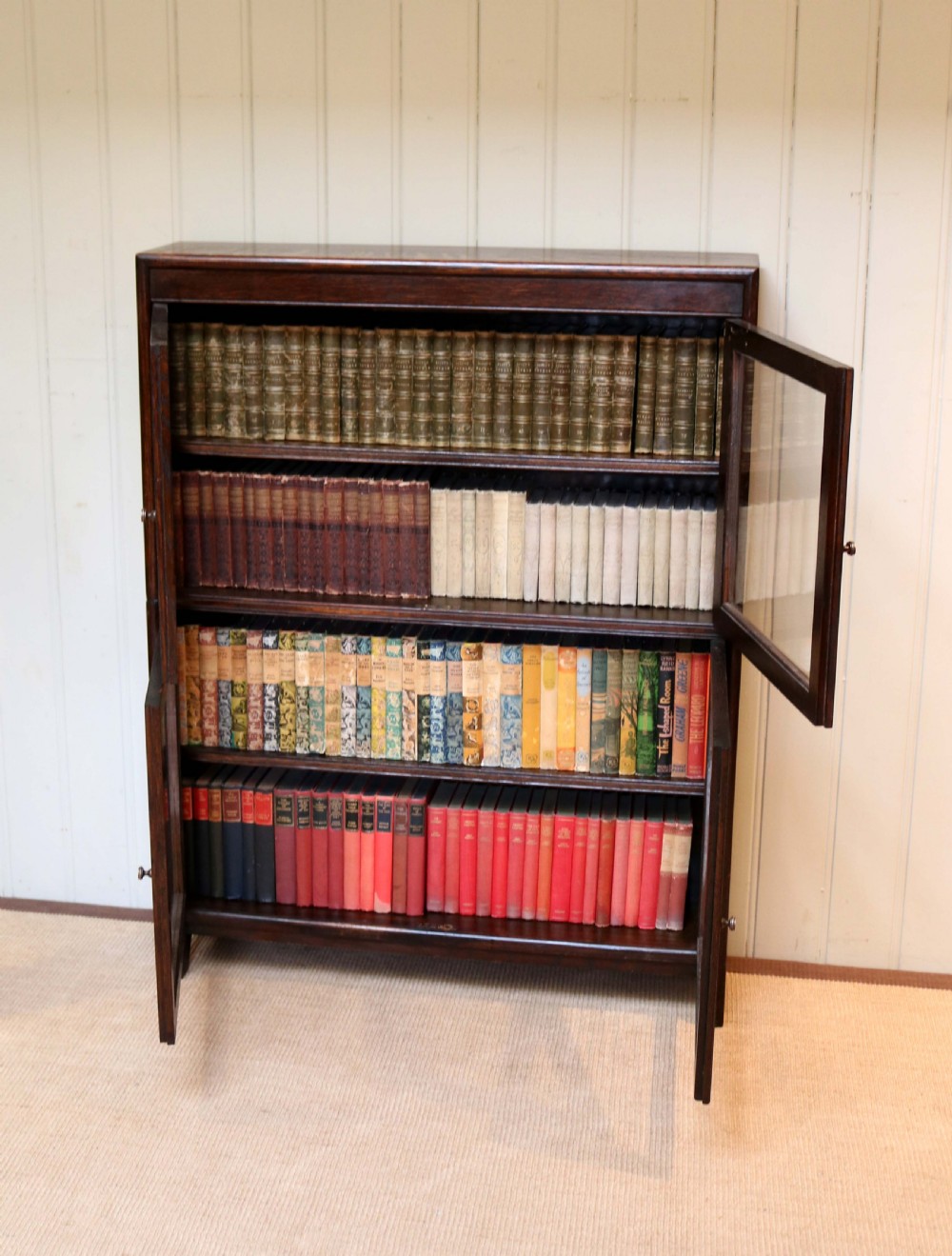 1920s Oak Two Section Bookcase View III