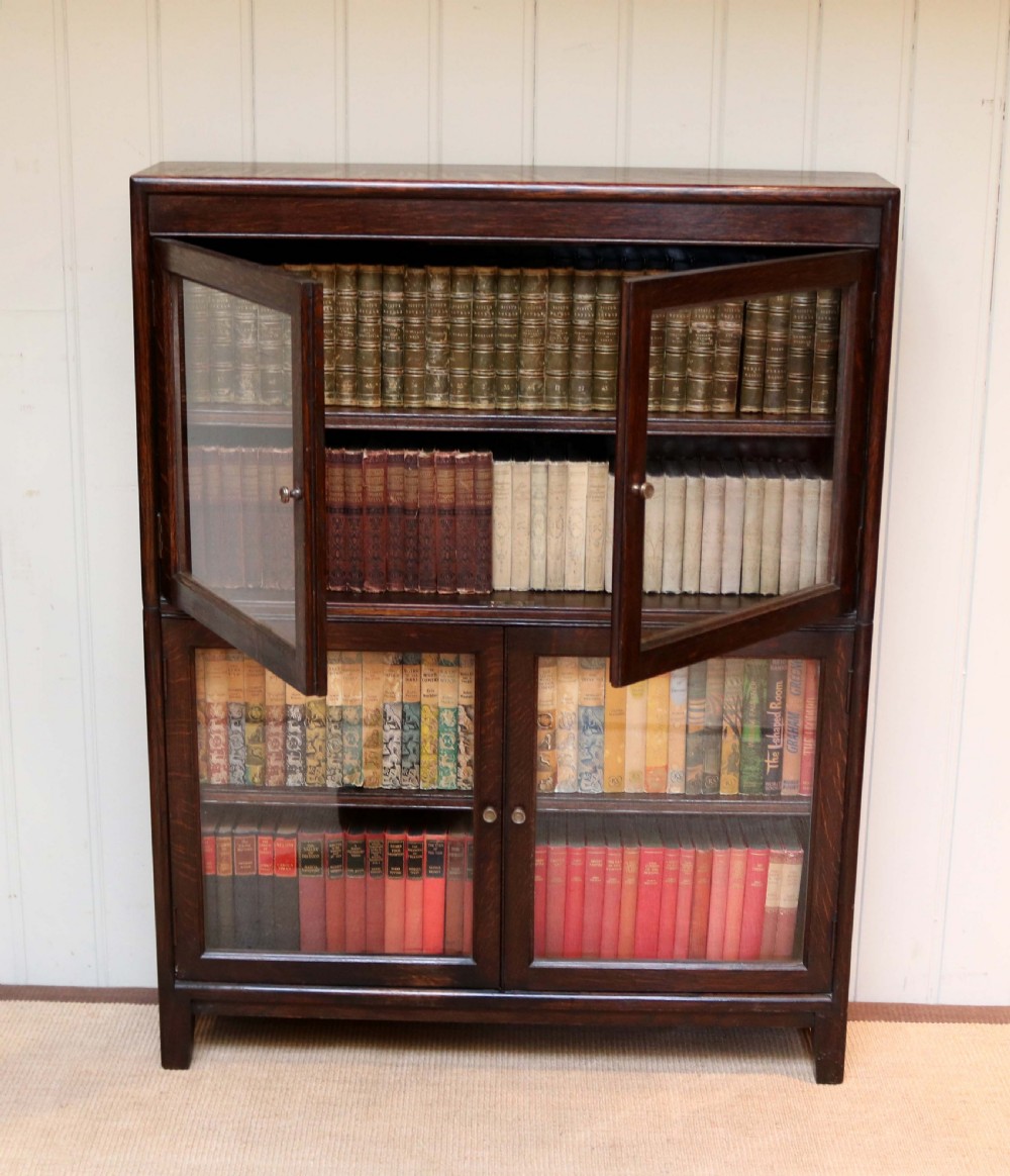 1920s Oak Two Section Bookcase View IV