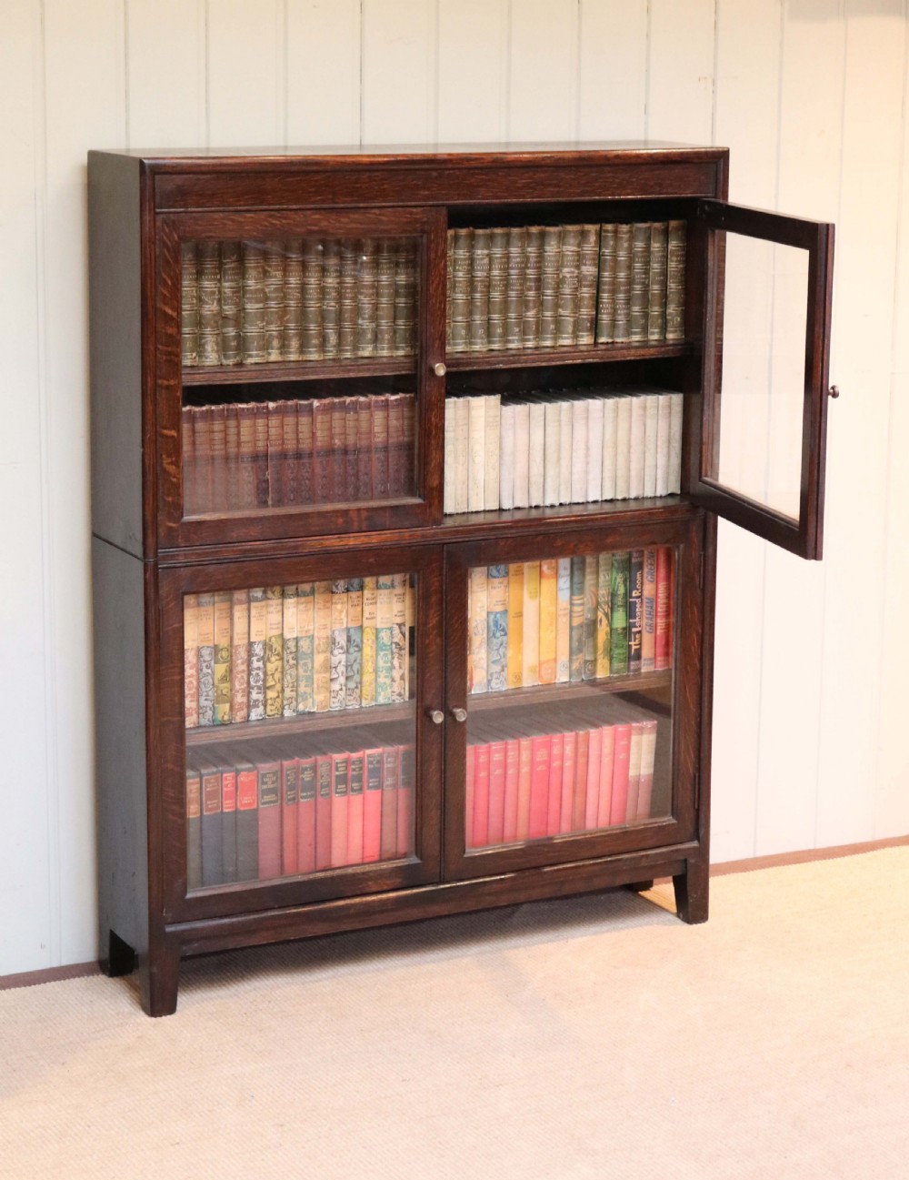 1920s Oak Two Section Bookcase View VII