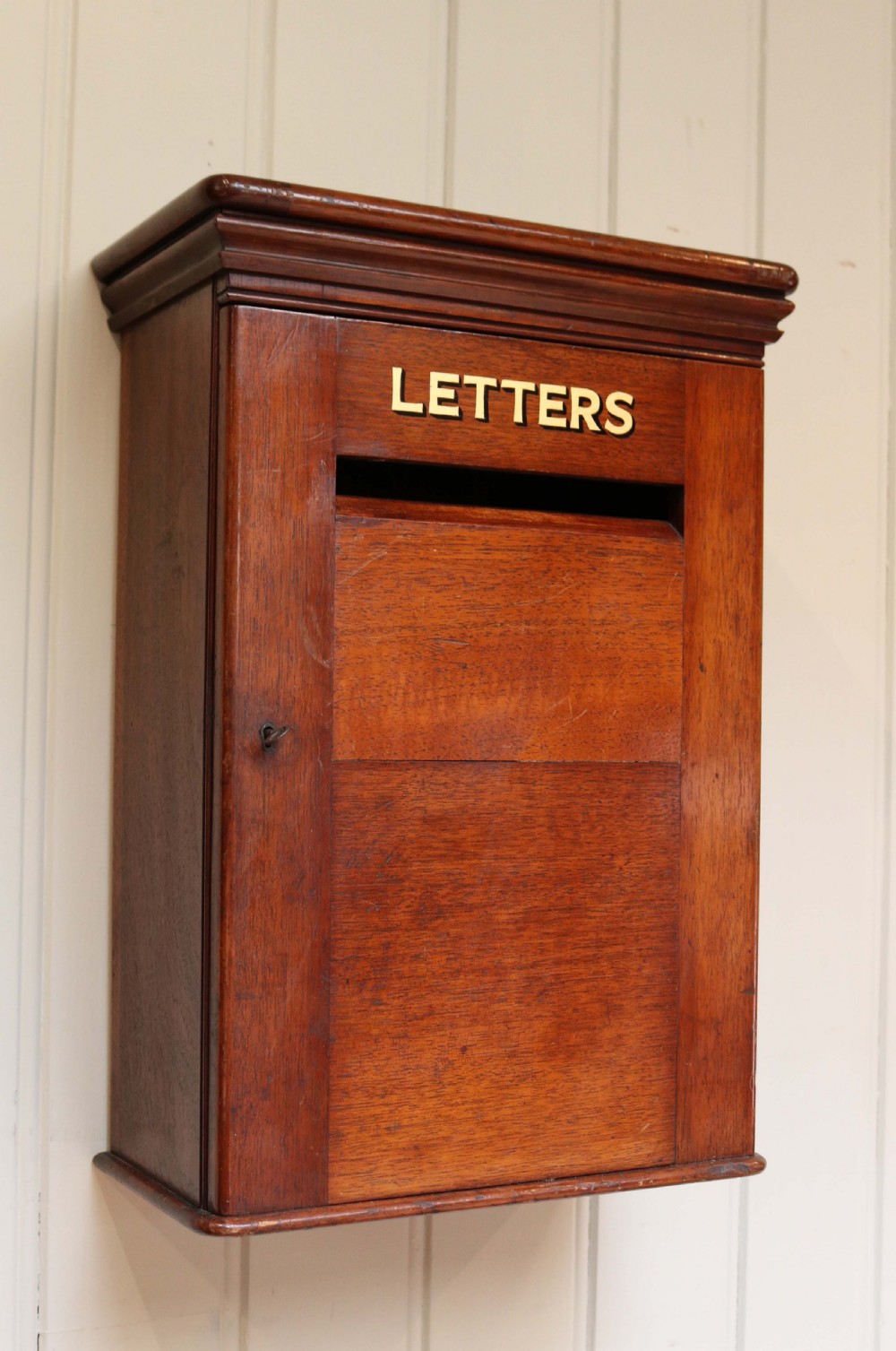 Edwardian Mahogany Wall Mounted Post Box  View II