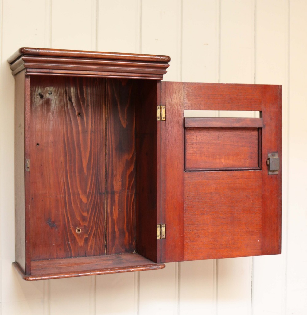Edwardian Mahogany Wall Mounted Post Box  View V