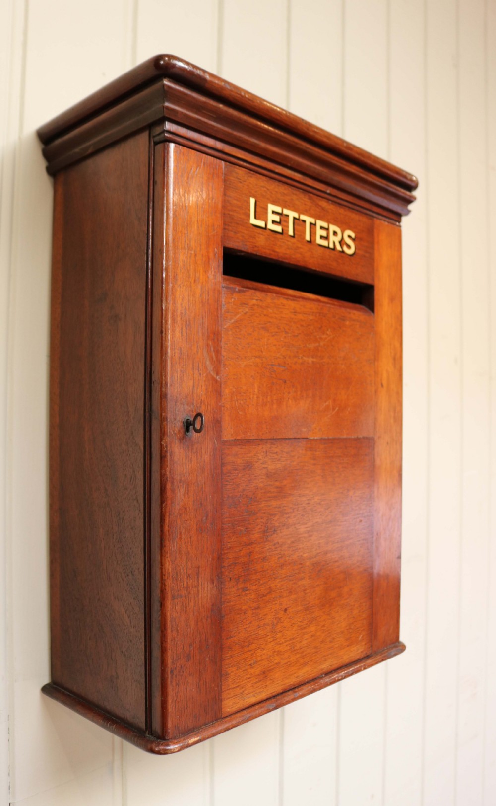 Edwardian Mahogany Wall Mounted Post Box  View VII