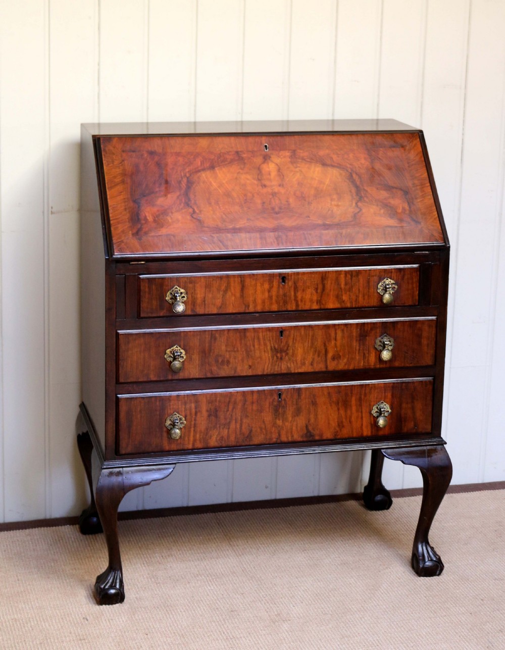 Queen Anne Style Walnut Bureau View IV