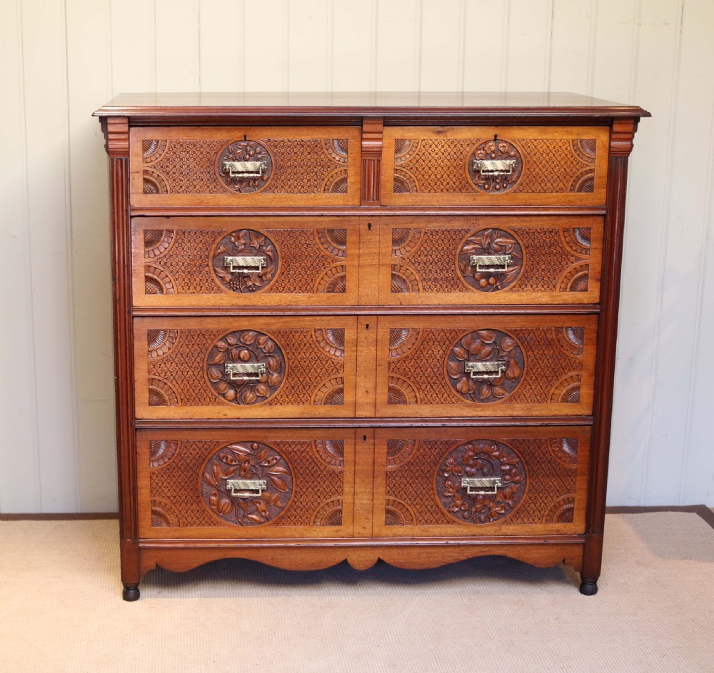 Solid Walnut Asethetic Movement Chest Of Drawers View II