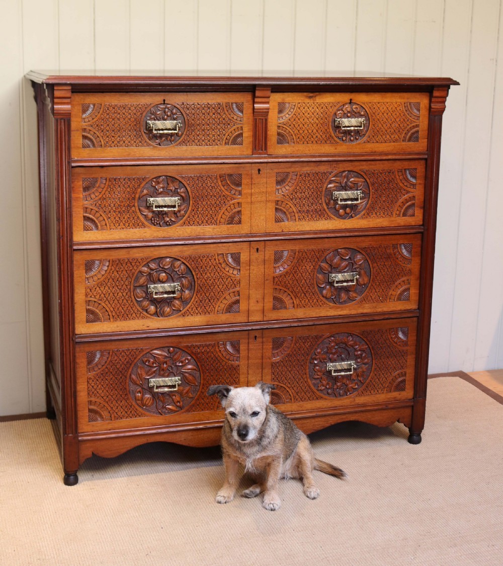 Solid Walnut Asethetic Movement Chest Of Drawers View III