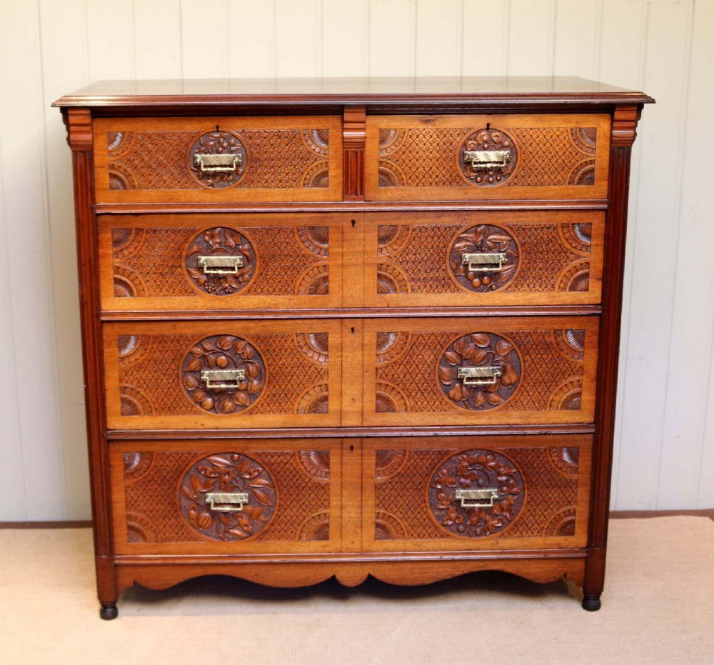 Solid Walnut Asethetic Movement Chest Of Drawers View IV