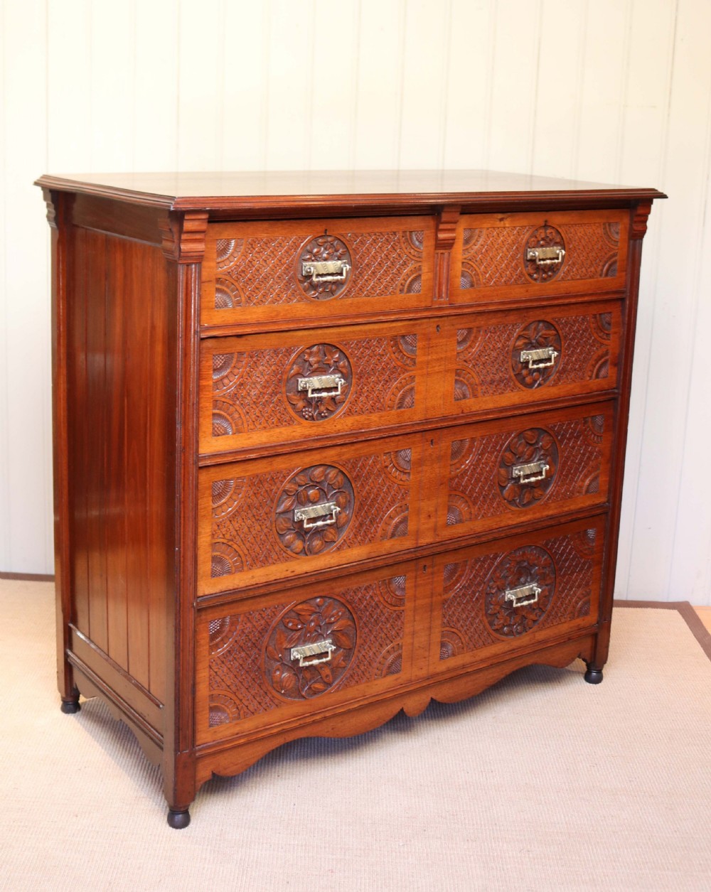 Solid Walnut Asethetic Movement Chest Of Drawers View V