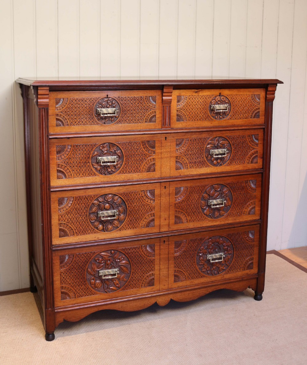 Solid Walnut Asethetic Movement Chest Of Drawers View VI
