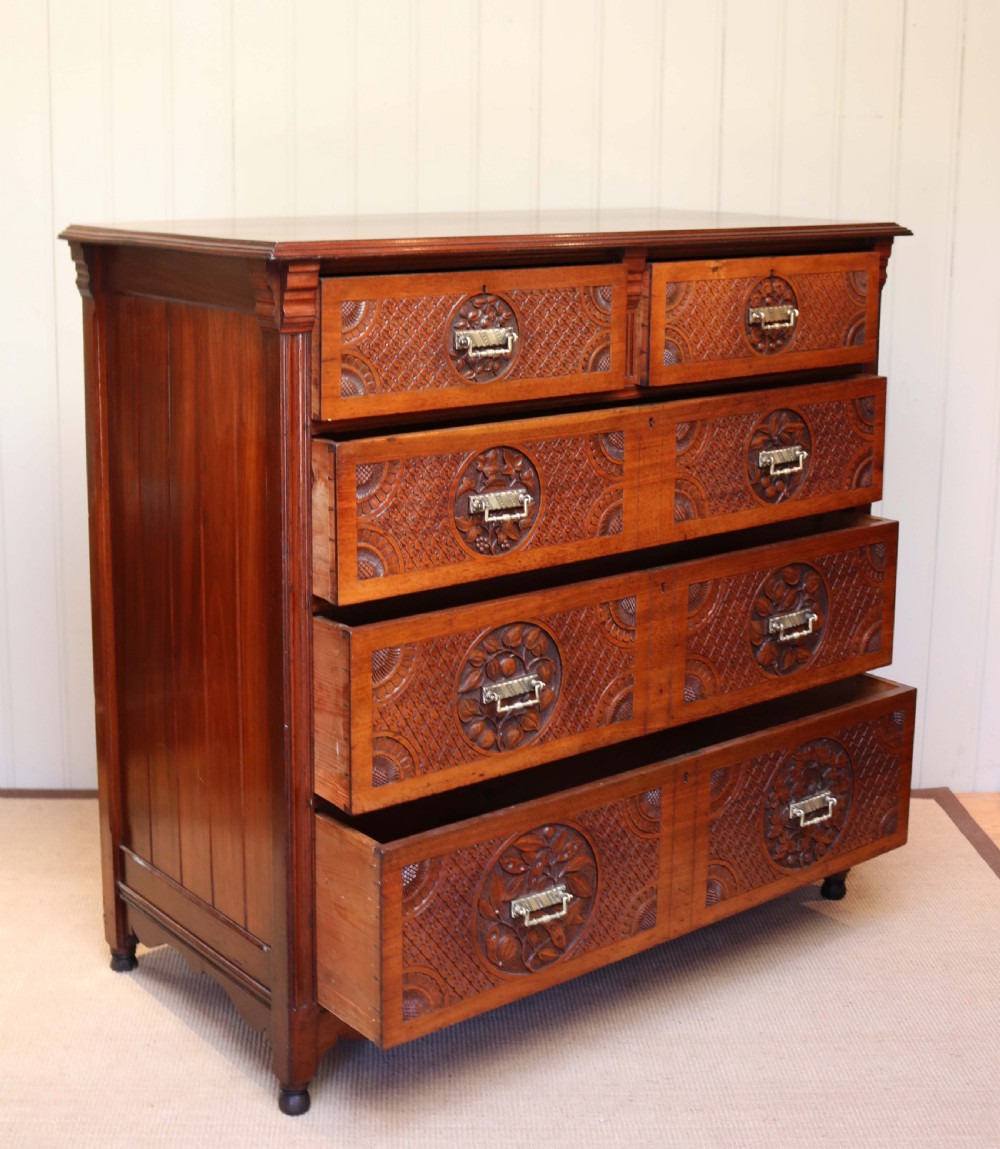 Solid Walnut Asethetic Movement Chest Of Drawers View VII